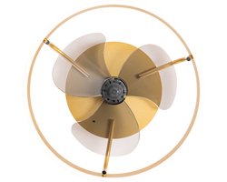 QAZQA maddy - Dimbare LED Plafondventilator met Verlichting | Lamp en Afstandsbediening - 1 lichts - Ø 50 cm - Goud/messing - Woonkamer | Slaapkamer | Keuken