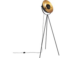 QAZQA magnax - Industriele Tripod | driepoot vloerlamp | Staande Lamp - 1 lichts - H 170.5 cm - Zwart Goud - Industrieel - Woonkamer | Slaapkamer