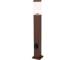 QAZQA malios - Design Buitenlamp met stopcontact - 1 lichts - H 80 cm - Roestbruin - Buitenverlichting