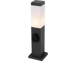 QAZQA malios - Moderne Buitenlamp met stopcontact - 1 lichts - H 45 cm - Zwart - Buitenverlichting