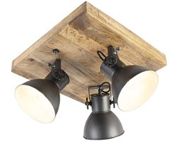 QAZQA mangoes - Industriele Plafondlamp - 3 lichts - L 480 mm - Donkergrijs - Industrieel - Woonkamer | Slaapkamer | Keuken