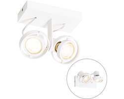 QAZQA master - Moderne Plafondspot | Spotje | Opbouwspot - 2 lichts - L 15.6 cm - Wit - Woonkamer | Slaapkamer | Keuken