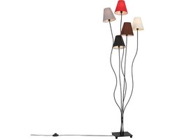 QAZQA melis - Moderne Vloerlamp | Staande Lamp met kap - 5 lichts - H 1630 mm - Wit - Woonkamer | Slaapkamer