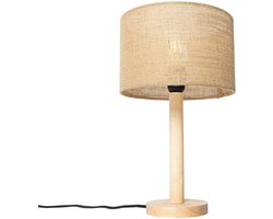 QAZQA mels - Landelijke Tafellamp - 1 lichts - H 41 cm - Naturel - Woonkamer | Slaapkamer | Keuken
