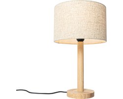 QAZQA mels - Landelijke Tafellamp - 1 lichts - H 41 cm - Naturel - Woonkamer | Slaapkamer | Keuken
