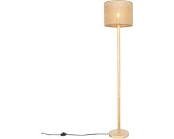 QAZQA mels - Landelijke Vloerlamp | Staande Lamp - 1 lichts - H 151 cm - Naturel - Woonkamer | Slaapkamer | Keuken