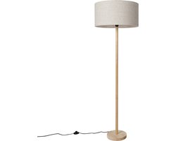 QAZQA mels - Landelijke Vloerlamp | Staande Lamp met kap - 1 lichts - H 153 cm - Naturel - Woonkamer | Slaapkamer
