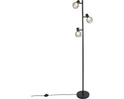 QAZQA mesh - Moderne Vloerlamp | Staande Lamp - 3 lichts - H 150 cm - Zwart - Woonkamer | Slaapkamer | Keuken