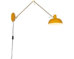 QAZQA milou - Retro Wandlamp voor binnen - 1 lichts - D 100 cm - Geel - Woonkamer | Slaapkamer | Keuken