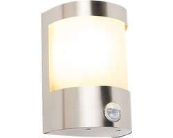 QAZQA mira - Moderne Buitenlamp met Bewegingsmelder | Bewegingssensor | sensor voor buiten - 1 lichts - D 100 mm - Staal - Buitenverlichting