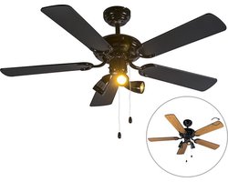 QAZQA Mistral 42 Plafondventilator met lamp - 3 lichts - Ø110cm - Zwart