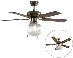 QAZQA mistral - Plafondventilator met Verlichting | Lamp - 1 lichts - Ø 107.5 cm - Messing - Industrieel - Woonkamer | Slaapkamer | Keuken