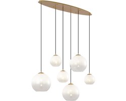 QAZQA misty - Hotel chique Hanglamp voor boven de eettafel | in eetkamer - 6 lichts - L 125 cm - Goud/messing - Woonkamer