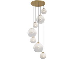 QAZQA misty - Hotel chique Hanglamp voor boven de eettafel | in eetkamer - 7 lichts - Ø 72 cm - Goud/messing - Hal / Vide