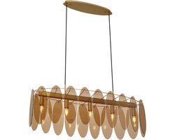 QAZQA mochan - Art Deco Hanglamp voor boven de eettafel | in eetkamer - 5 lichts - L 91 cm - Goud - Woonkamer | Slaapkamer | Keuken