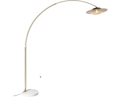 Qazqa Moderne booglamp wit oosterse kap met bamboe 50 cm - XXL Rina