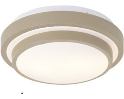 Qazqa moderne plafondlamp, plafonniere - Walden - taupe, rond, 2-lichts, 34cm, ideale badkamerlamp, buitenverlichting lamp