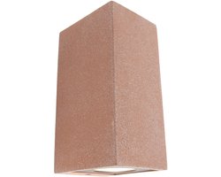Qazqa moderne wandlamp, buitenlamp met glas voor in de tuin - Pompei - bruin, max. 10W, geschikt voor led, 10.5cm, IP44, rechthoekig, 2-lichts