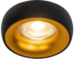 QAZQA mooning - Design Inbouwspot - 1 lichts - Ø 85 mm - Zwart Goud - Woonkamer | Slaapkamer | Keuken