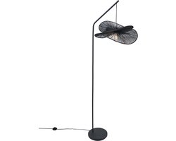 QAZQA nest - Art Deco Vloerlamp | Staande Lamp met kap - 1 lichts - H 190 cm - Zwart - Woonkamer