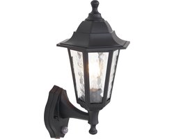 QAZQA new haven hammered - Klassieke Wand lantaarn voor buiten - 1 lichts - L 21 cm - Zwart - Buitenverlichting