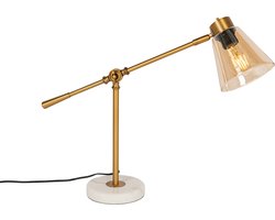 QAZQA nina - Art Deco Tafellamp - 1 lichts - H 42 cm - Brons - Woonkamer | Slaapkamer | Keuken