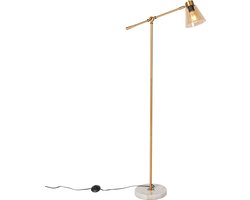 QAZQA nina - Art Deco Vloerlamp | Staande Lamp - 1 lichts - H 134.5 cm - Brons - Woonkamer | Slaapkamer | Keuken