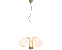 QAZQA nona - Klassieke Hanglamp voor boven de eettafel | in eetkamer - 5 lichts - Ø 70 cm - Wit - Woonkamer | Slaapkamer