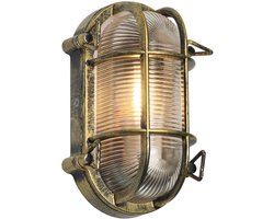 QAZQA noutica - Industriele Wandlamp voor buiten - 1 lichts - D 9 cm - Goud - Industrieel - Buitenverlichting