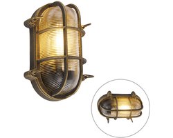 QAZQA noutica - Industriele Wandlamp voor buiten - 1 lichts - L 250 mm - Goud/messing - Industrieel - Buitenverlichting