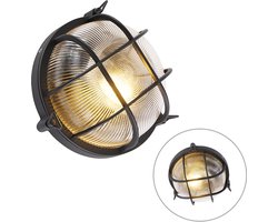 QAZQA noutica - Industriele Wandlamp voor buiten - 1 lichts - L 260 mm - Zwart - Industrieel - Buitenverlichting
