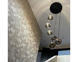 QAZQA pallon - Art Deco Grote hanglamp voor boven de eettafel | in eetkamer - 7 lichts - Ø 65 cm - Zwart Goud - Woonkamer | Slaapkamer | Keuken