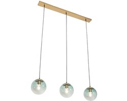 QAZQA pallon - Art Deco Hanglamp eettafel voor boven de eettafel | in eetkamer - 3 lichts - L 1000 mm - Groen - Woonkamer | Slaapkamer | Keuken