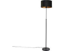 QAZQA parte fl - Klassieke Dimbare LED Smart Vloerlamp | Staande Lamp met kap incl. wifi met Dimmer - 1 lichts - H 167.5 cm - Zwart - Woonkamer | Slaapkamer