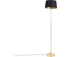 QAZQA parte fl - Klassieke Vloerlamp | Staande Lamp met kap - 1 lichts - H 1680 mm - Zwart Goud - Woonkamer | Slaapkamer | Keuken