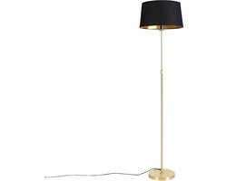 QAZQA parte fl - Klassieke Vloerlamp | Staande Lamp met kap - 1 lichts - H 1720 mm - Zwart Goud - Woonkamer | Slaapkamer | Keuken