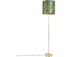 QAZQA parte fl - Klassieke Vloerlamp | Staande Lamp met kap - 1 lichts - H 1865 mm - Pauw veren print - Woonkamer | Slaapkamer | Keuken