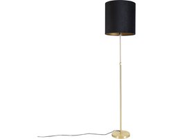 QAZQA parte fl - Klassieke Vloerlamp | Staande Lamp met kap - 1 lichts - H 1865 mm - Zwart Goud - Woonkamer | Slaapkamer | Keuken