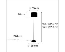 QAZQA parte fl - Landelijke Vloerlamp | Staande Lamp met kap - 1 lichts - H 1675 mm - Zwart Goud - Woonkamer | Slaapkamer