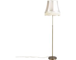 QAZQA parte fl - Landelijke Vloerlamp | Staande Lamp met kap - 1 lichts - H 1800 mm - Crème - Woonkamer | Slaapkamer | Keuken