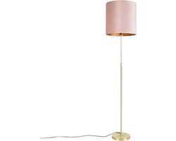QAZQA parte fl - Landelijke Vloerlamp | Staande Lamp met kap - 1 lichts - H 1865 mm - Roze - Woonkamer | Slaapkamer | Keuken