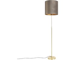 QAZQA parte fl - Landelijke Vloerlamp | Staande Lamp met kap - 1 lichts - H 1865 mm - Taupe - Woonkamer | Slaapkamer | Keuken