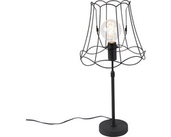 QAZQA parte - Industriele Tafellamp met kap - 1 lichts - H 720 mm - Zwart - Industrieel - Woonkamer | Slaapkamer | Keuken
