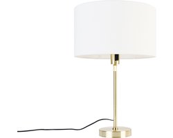 QAZQA parte stof - Design Tafellamp met kap - 1 lichts - H 68 cm - Goud/messing - Woonkamer | Slaapkamer | Keuken