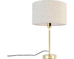 QAZQA parte stof - Design Tafellamp met kap - 1 lichts - H 68 cm - Goud/messing - Woonkamer | Slaapkamer | Keuken