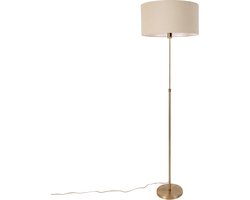 QAZQA parte stof - Design Vloerlamp | Staande Lamp met kap - 1 lichts - H 169 cm - Brons - Woonkamer | Slaapkamer | Keuken