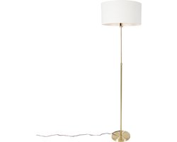 QAZQA parte stof - Design Vloerlamp | Staande Lamp met kap - 1 lichts - H 173 cm - Goud/messing - Woonkamer | Slaapkamer | Keuken