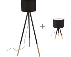 QAZQA Pip Vloerlamp - Tripod/Driepoot - 1 lichts - H 560 mm - Zwart