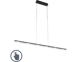QAZQA platina - Design Dimbare LED Hanglamp met Dimmer voor boven de eettafel | in eetkamer - 1 lichts - L 1200 mm - Zwart - Woonkamer