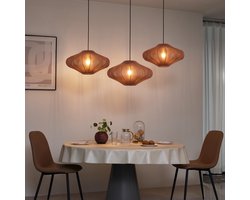 QAZQA plu - Japandi Hanglamp voor boven de eettafel | in eetkamer - 3 lichts - L 100 cm - Bruin - Woonkamer | Slaapkamer | Keuken